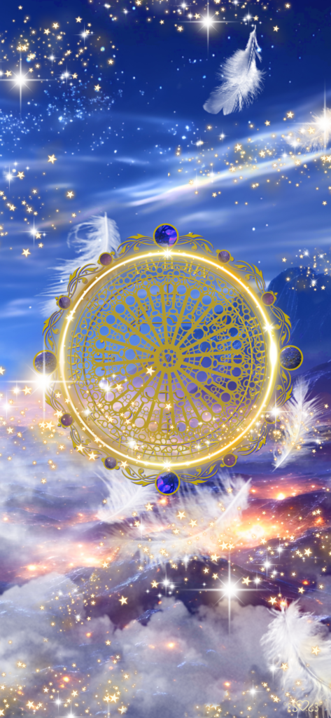 大天使ミカエル召喚図スマホ壁紙(マリア‐バラ窓）