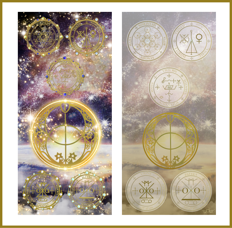 Archangel Summoning Chart / Archangel -大天使ミカエル、大天使ハニエル、大天使メタトロン、大天使ラグエル（ラギュエル）、大天使ラジエルの召喚図スマホ壁紙